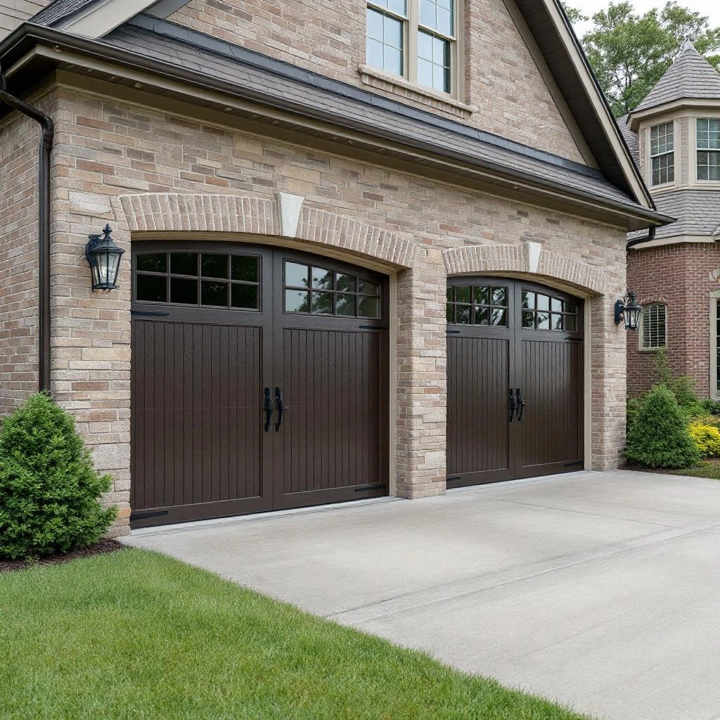 Garage addition with brick and stone facade in Chicago